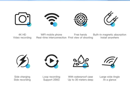 Wireless 4K Mini Body Cam Compact Helmet Bike Vlog Camera Sports Action Video Recorder Waterproof Tiny Wifi Camcorder Bicycle
